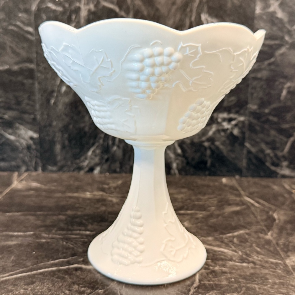 White Milk Glass Pedestal Bowl - Picture 8 of 15